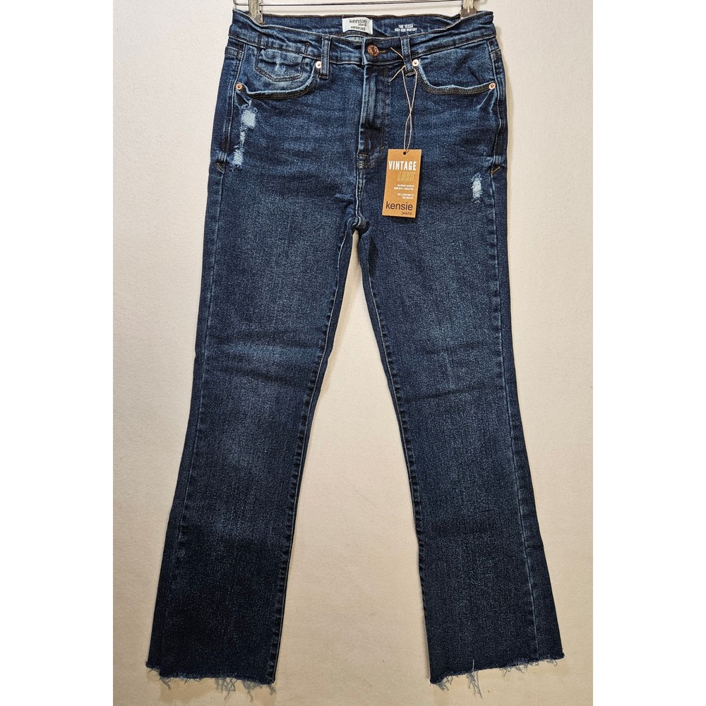 Kensie Women's Vintage Luxe Tessa Boot Cut Jeans, Blue, Size 6/28, Cut Hem, EUC